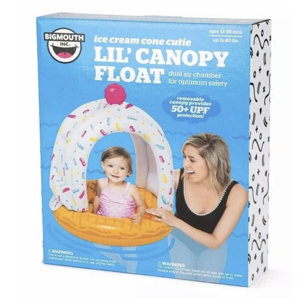 BigMouth Ice Cream Cone Cutie Lil Canopy Float Inflatable 12-36M Up to 40lbs
